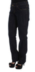 Cavalli Blue Cotton Straight Fit Stretch Jeans